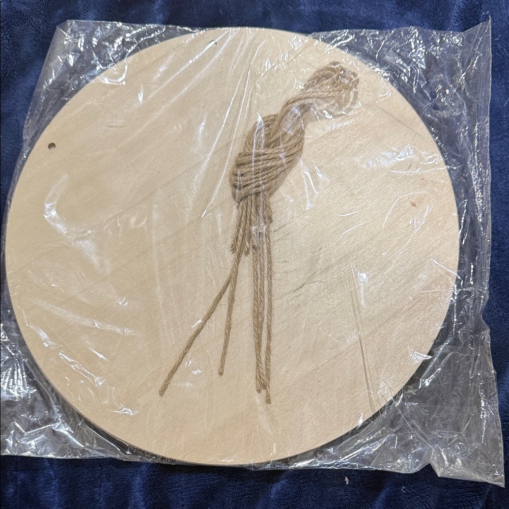 Round Wooden Craft Plaque with Twine Accent - Natural